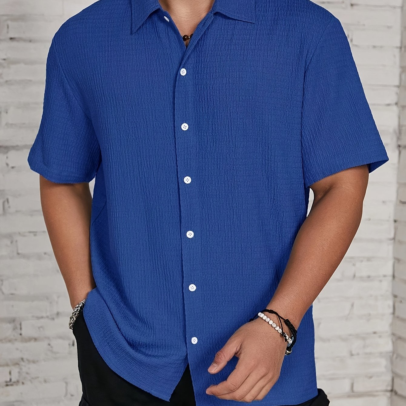 Textured Button-Up Shirt