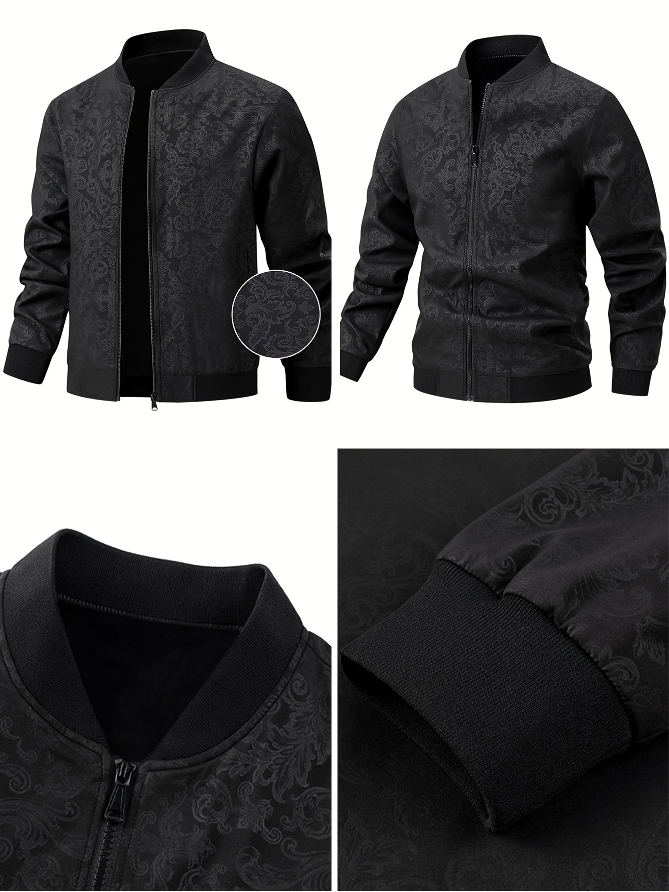 Strukturierte Bomberjacke mit Blumenmuster