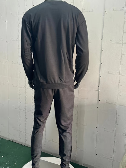 Strukturiertes Langarm-Top und Jogginghose Set