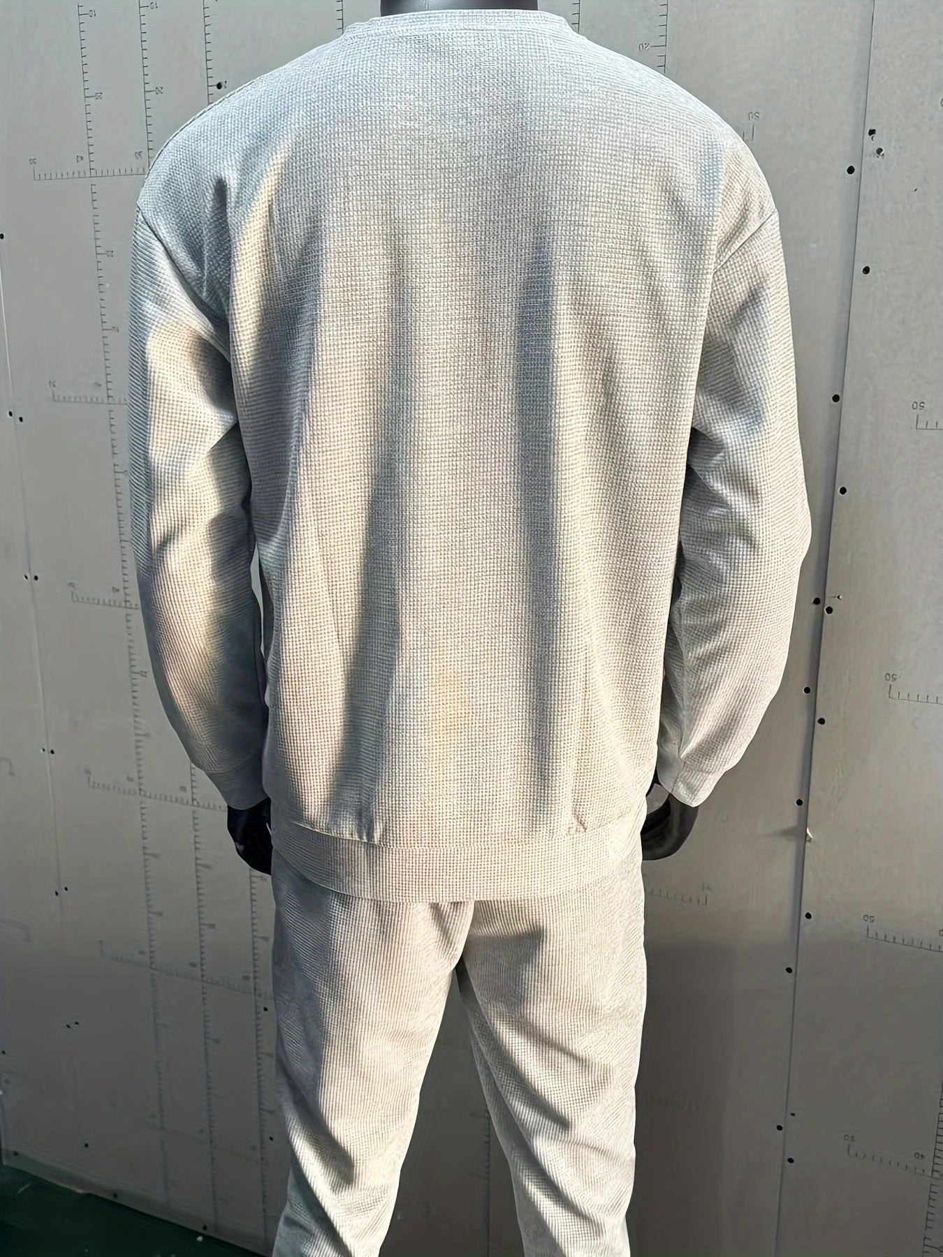 Strukturiertes Langarm-Top und Jogginghose Set