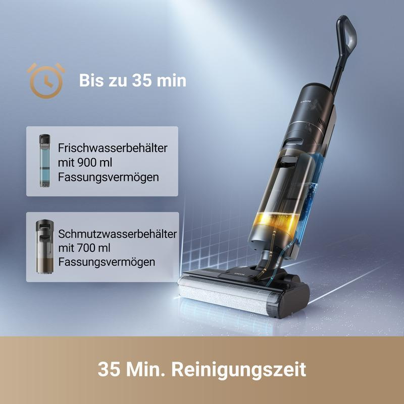 H12s Nass Trockenstaubsauger, intelligente Bodenreinigung, kabelloser Staubsauger und Wischer für Hartböden, Kantenreinigung mit Schmutzerkennung